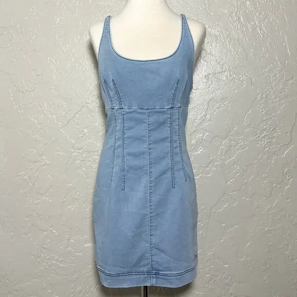 No Boundaries Vintage Denim Blue Dress SZ L - Picture 2 of 10